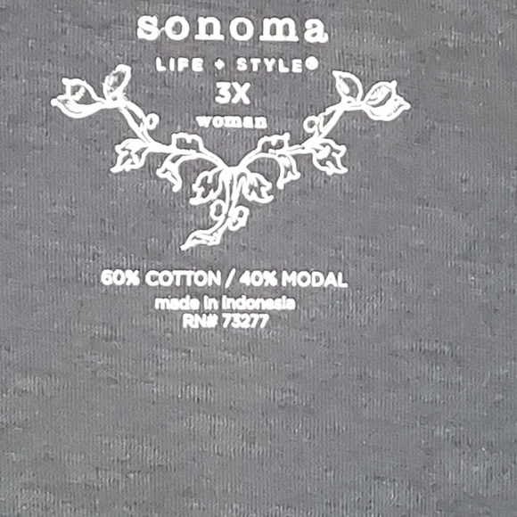 Sonoma 3X top blue ruffled trim neck 60%cotton 40% modal soft - Picture 4 of 4